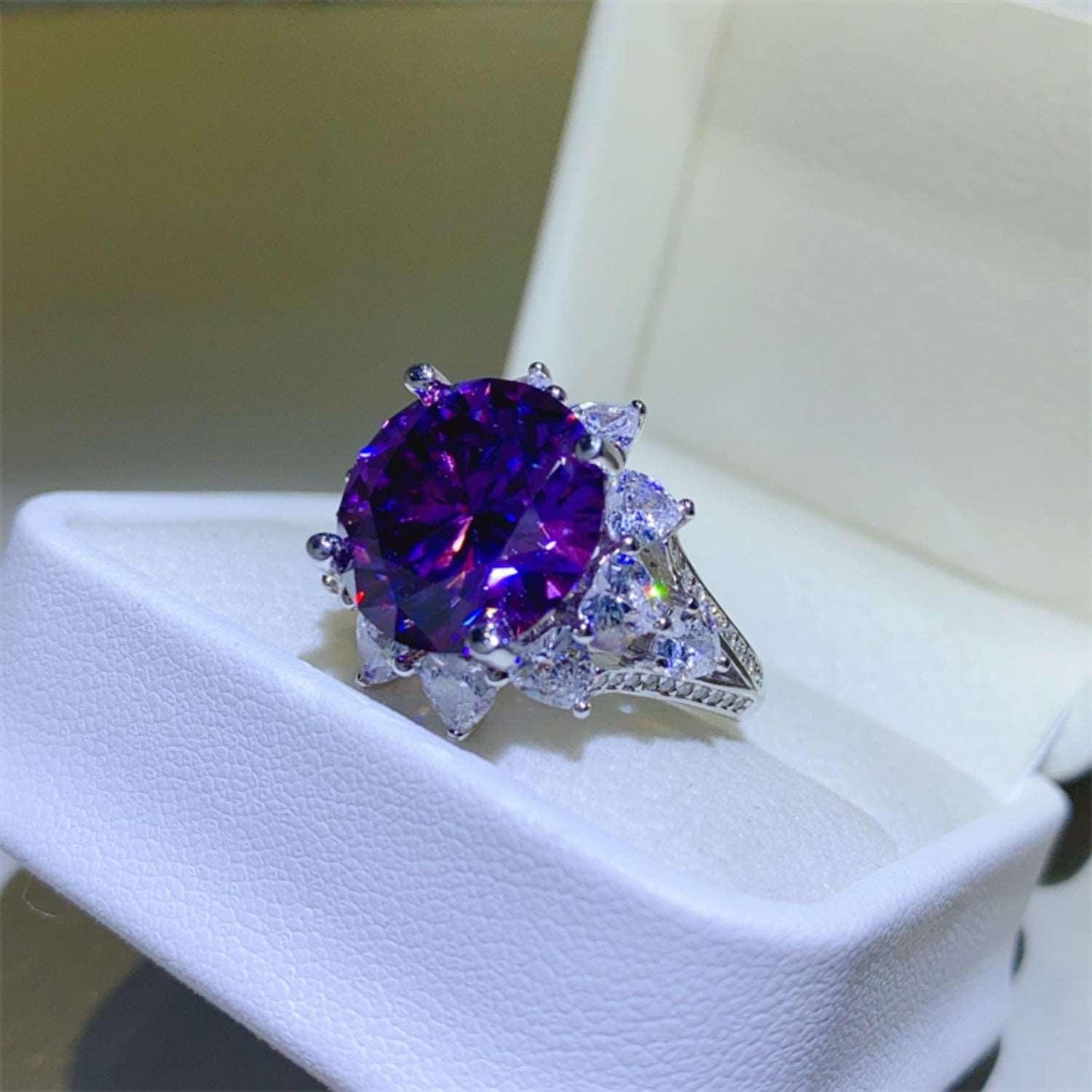 10 Carat Moissanite 925 Sterling Silver Flower Shape Ring Carauana Store