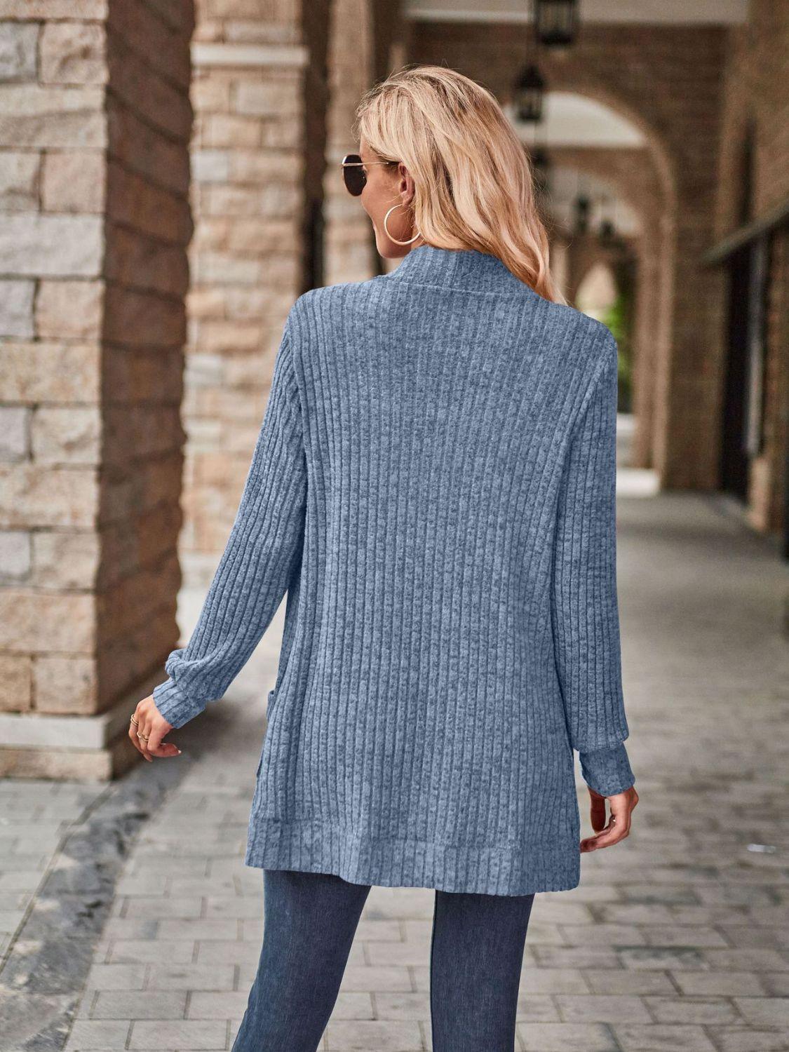 Open Front Cardigan with Pockets Carauana Store
