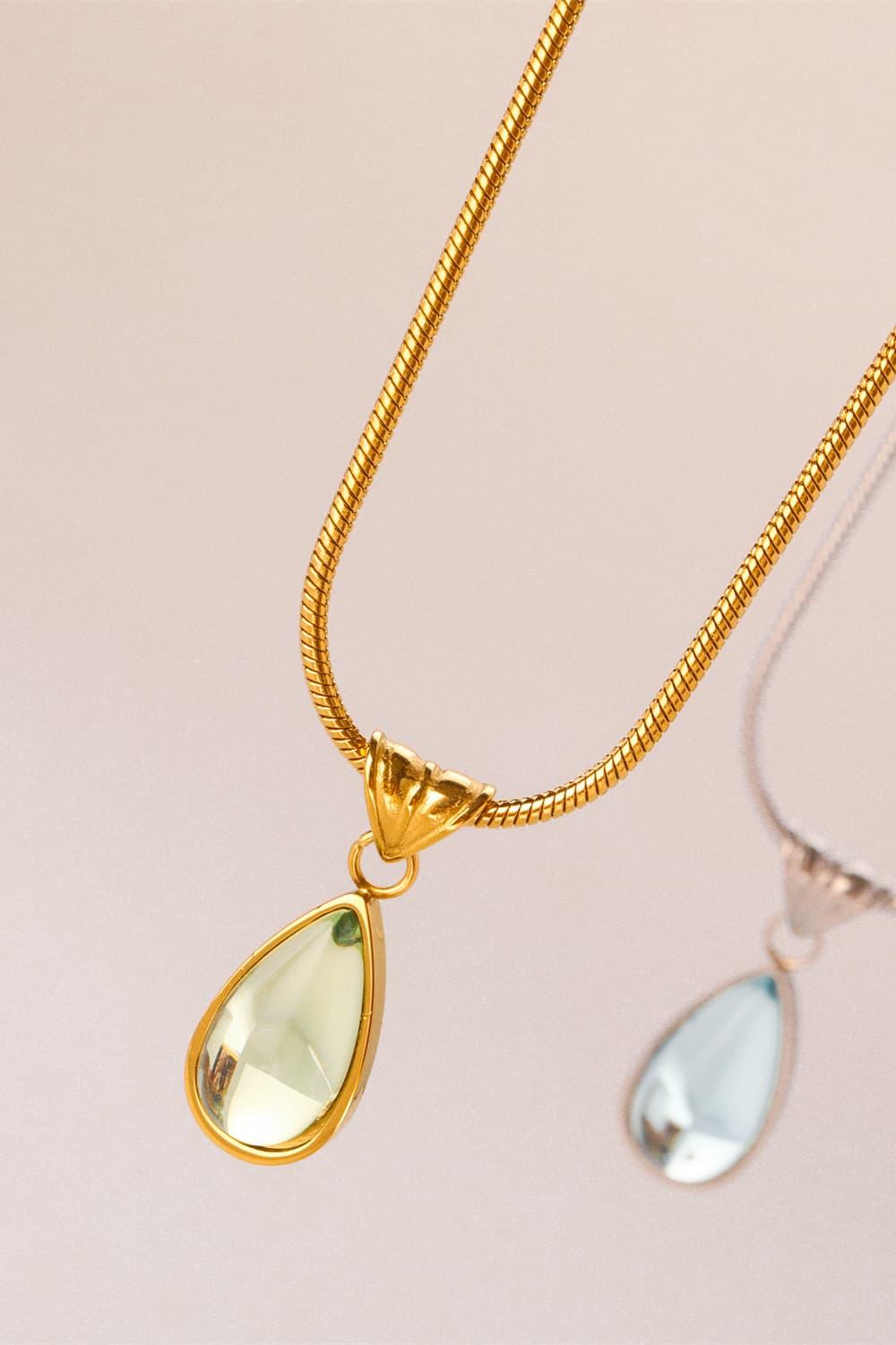 Teardrop Shape Titanium Steel Pendant Necklace Carauana Store