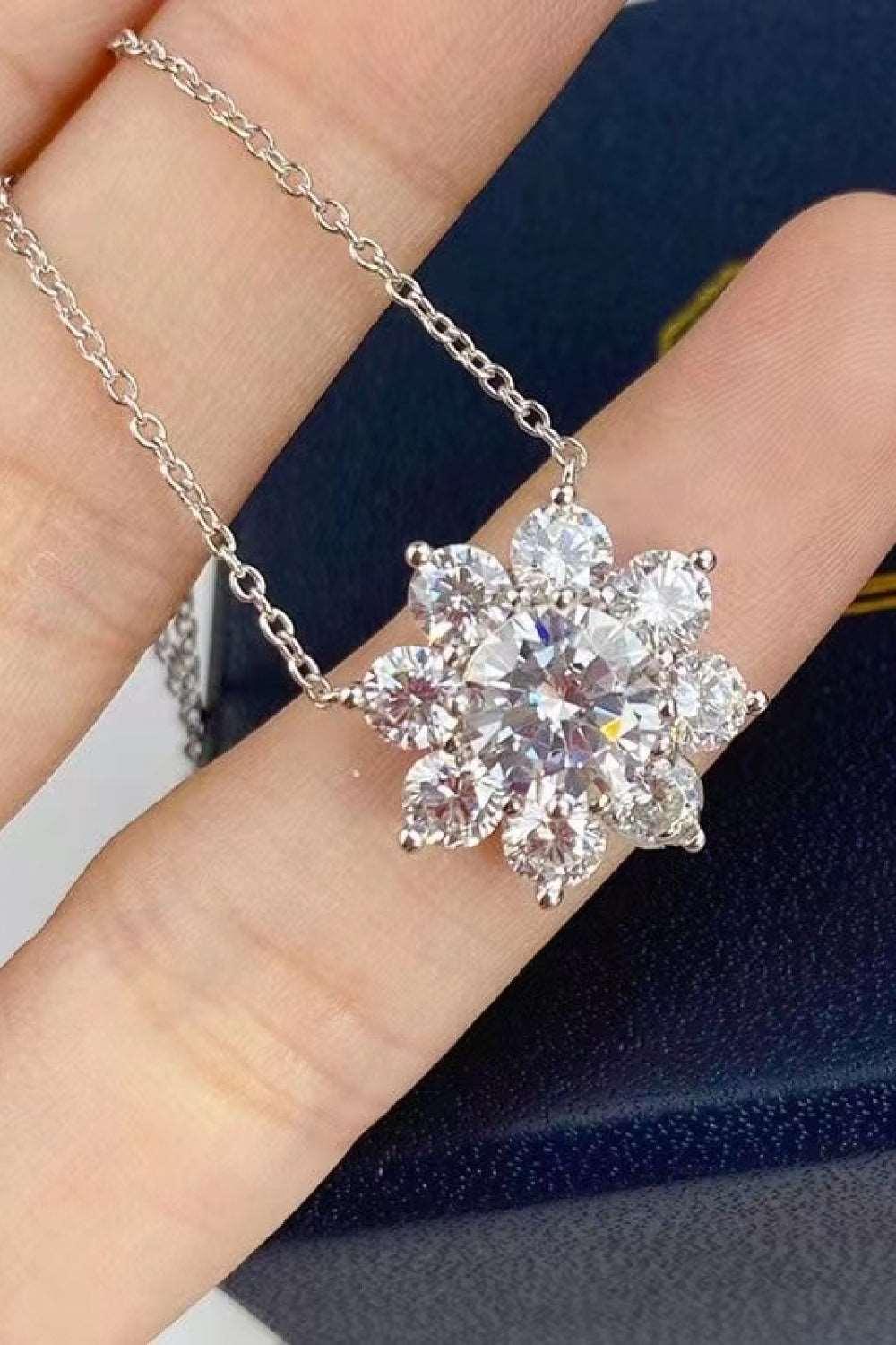 1 Carat Moissanite Floral Pendant Necklace Carauana Store