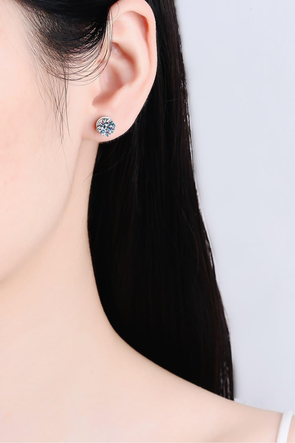 2 Carat Moissanite Rhodium-Plated Stud Earrings Carauana Store