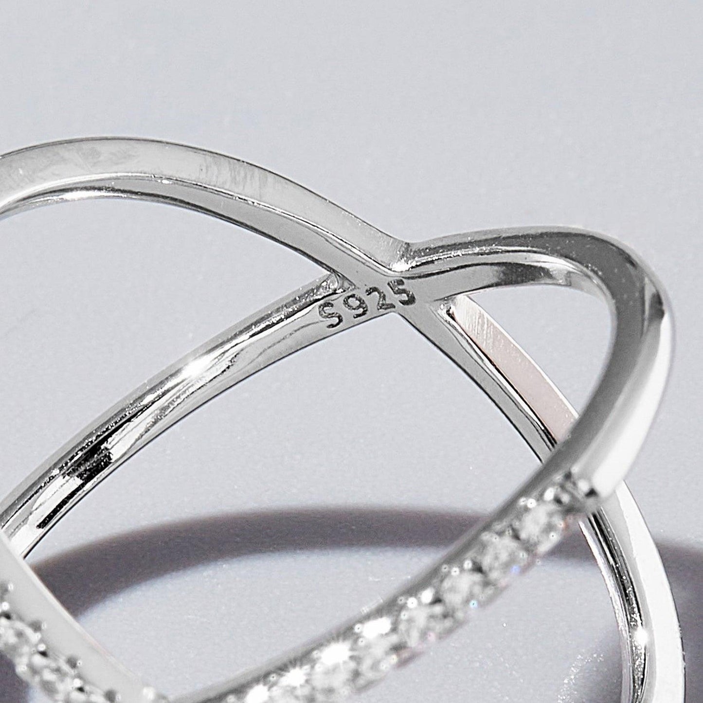 X Shape Inlaid Zircon 925 Sterling Silver Ring Carauana Store