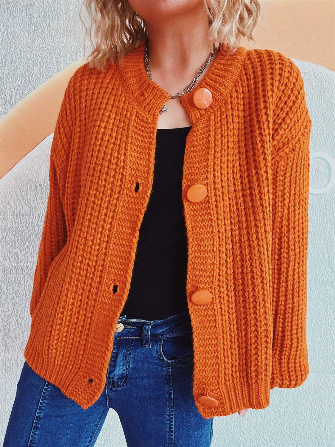 Button Up Long Sleeve Cardigan Carauana Store