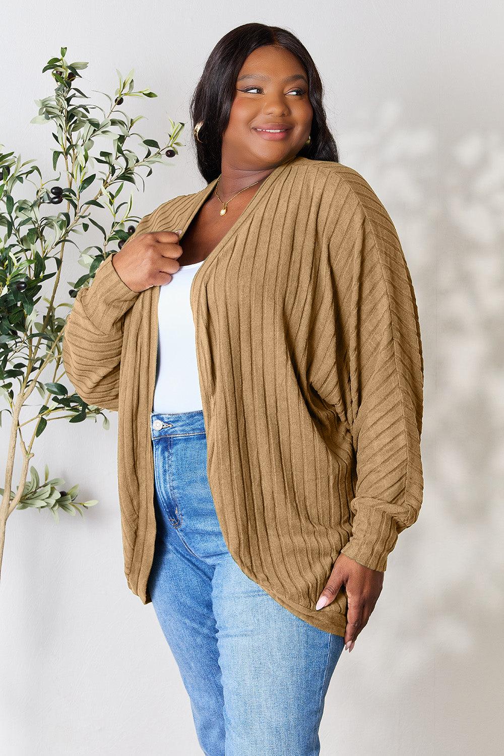 Basic Bae Full Size Ribbed Cocoon Cardigan Carauana Store
