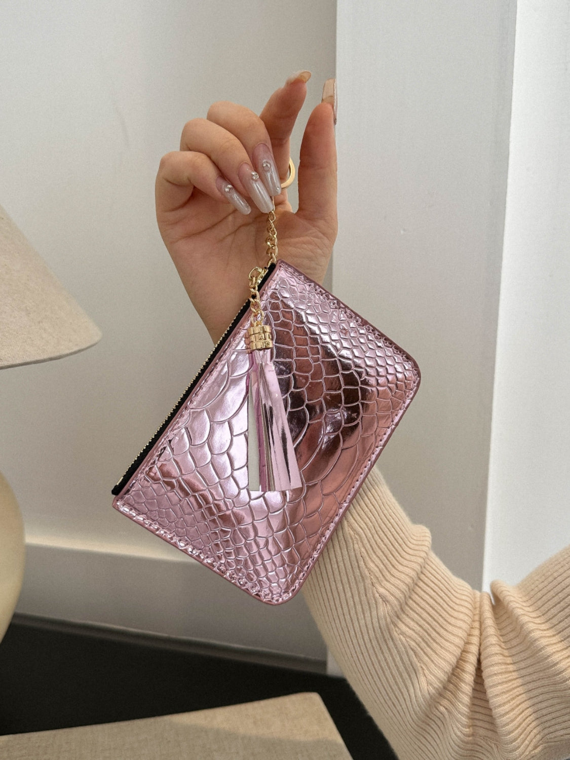 PU Leather Tassel Trim Card Case Carauana Store