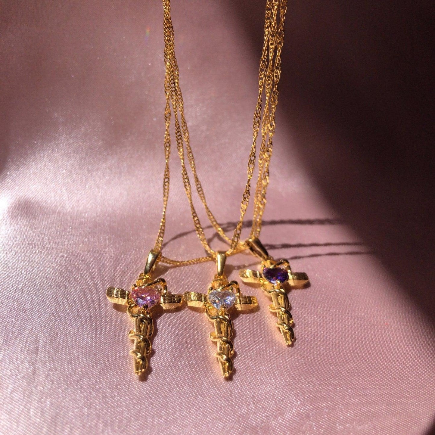 Copper Zircon Cross Pendant Necklace Carauana Store