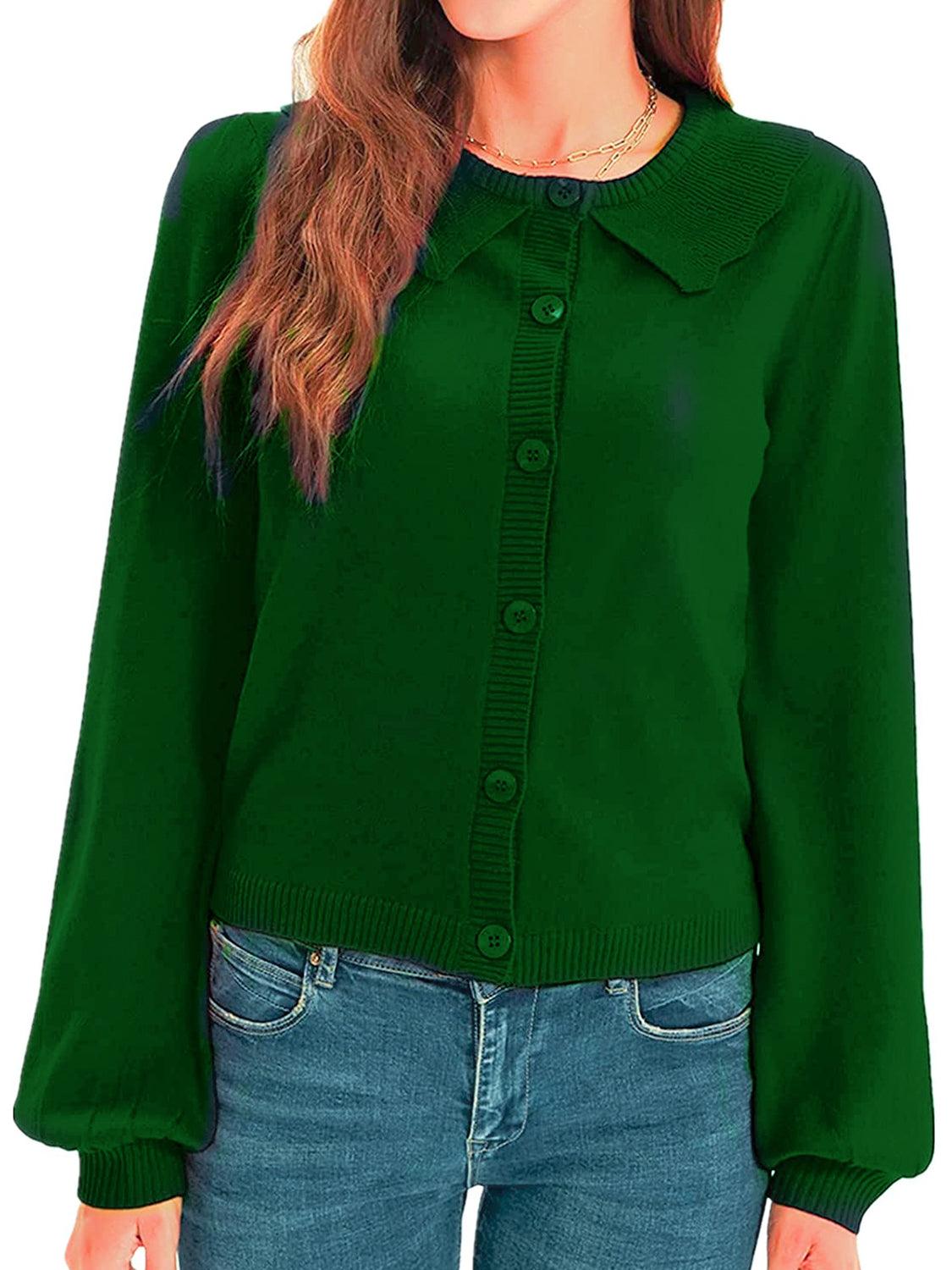 Collared Long Sleeve Button Down Cardigan Carauana Store