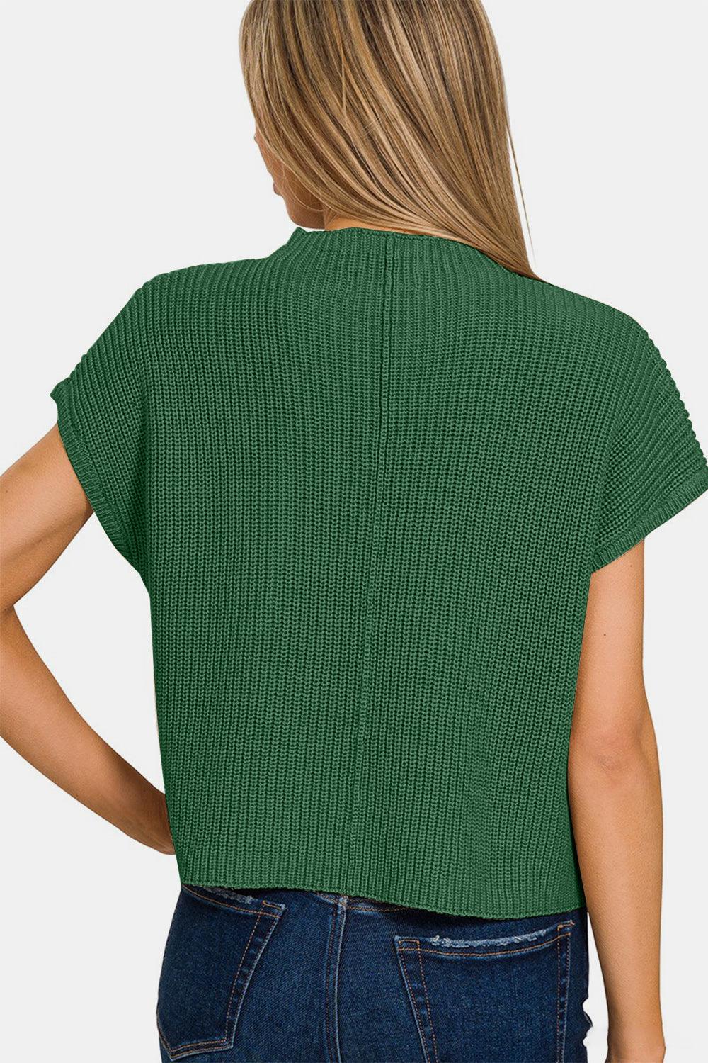 Zenana Mock Neck Short Sleeve Cropped Sweater Carauana Store