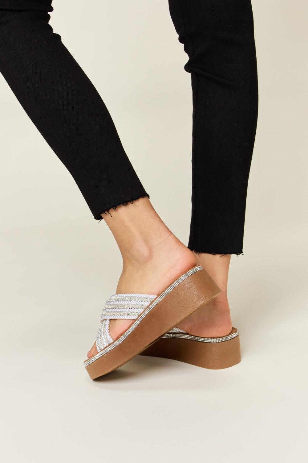 Forever Link Rhinestone Platform Wedge Sandals Carauana Store
