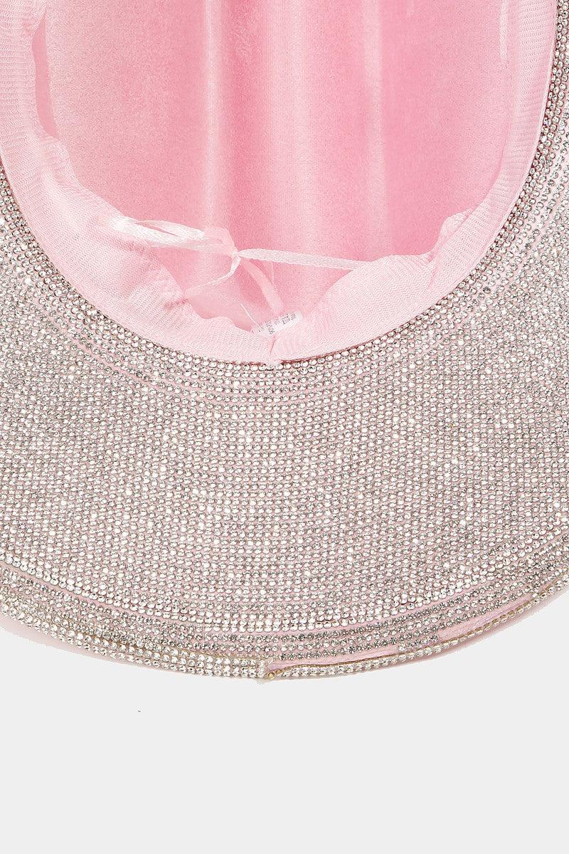 Fame Pave Rhinestone Trim Faux Suede Hat Carauana Store