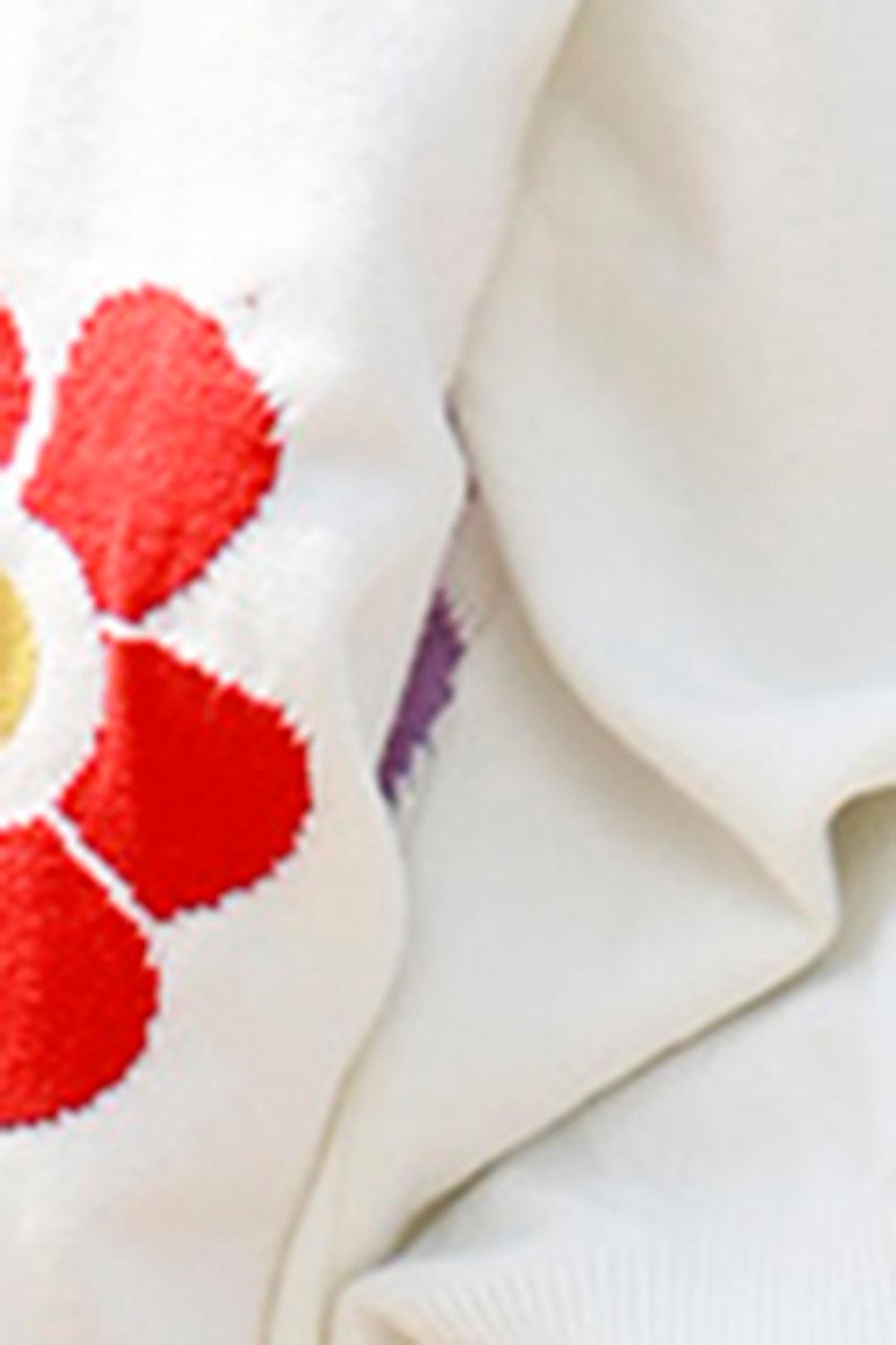 Flower Pattern Open Front Long Sleeve Cardigan Carauana Store