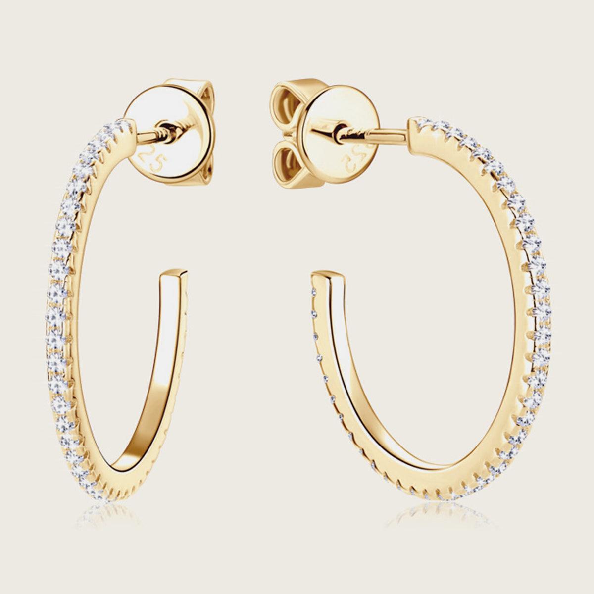 Inlaid Moissanite 925 Sterling Silver C-Hoop Earrings Carauana Store