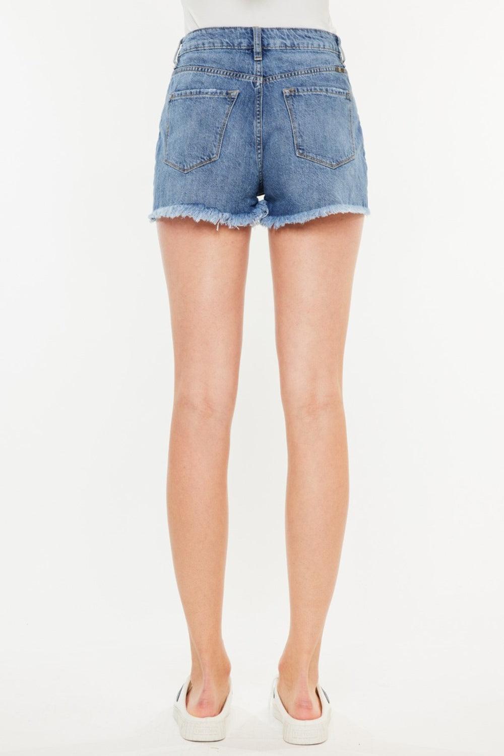Kancan Distressed Raw Hem High Waist Denim Shorts Carauana Store