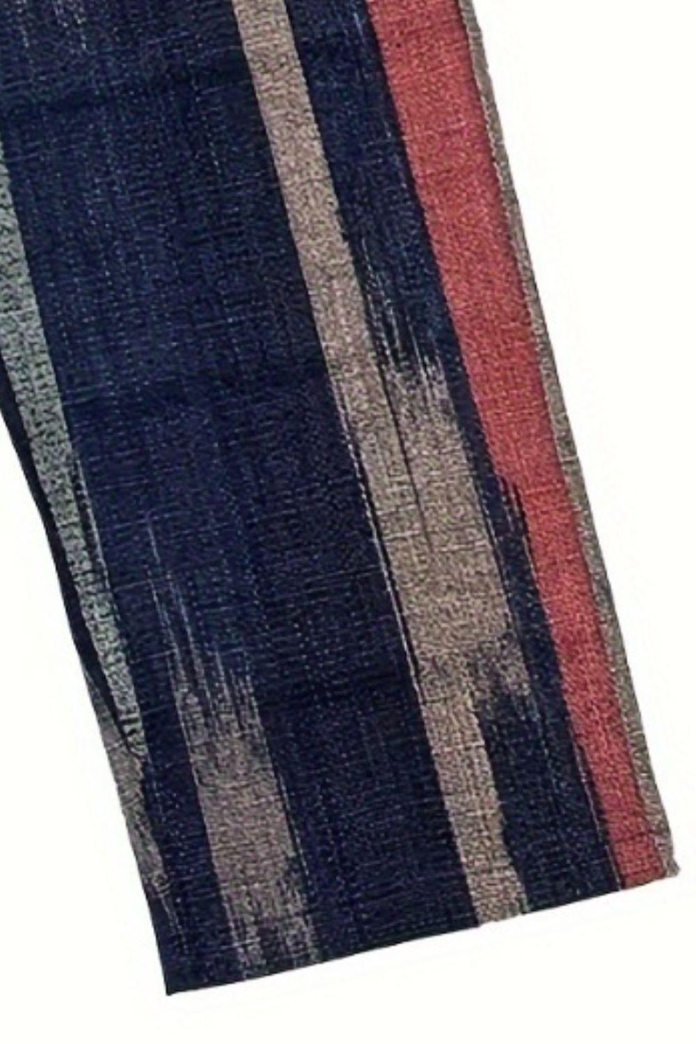 Striped Pocketed Elastic Waist Pants Carauana Store