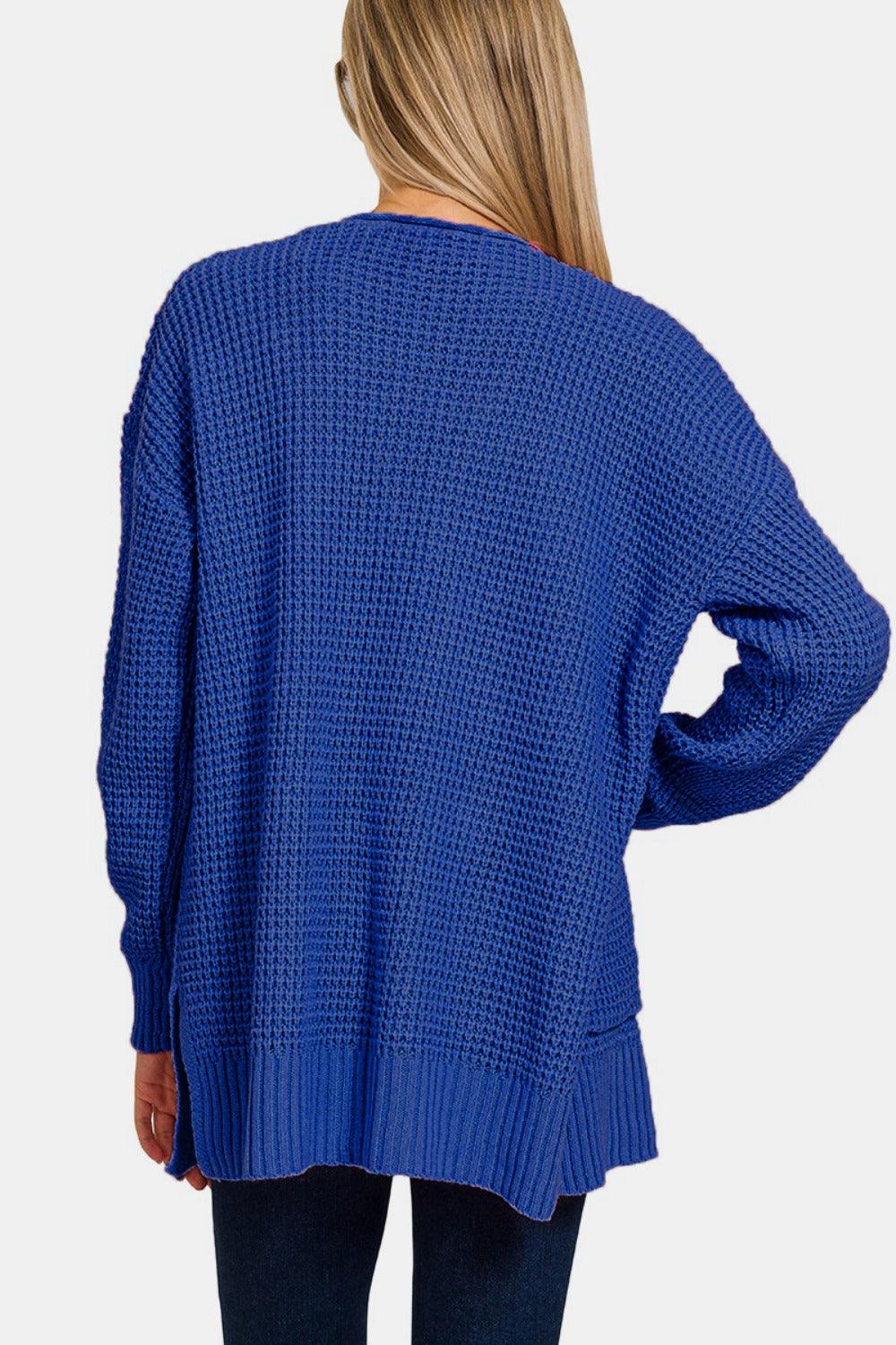 Zenana Waffle Open Front Sweater Cardigan Carauana Store