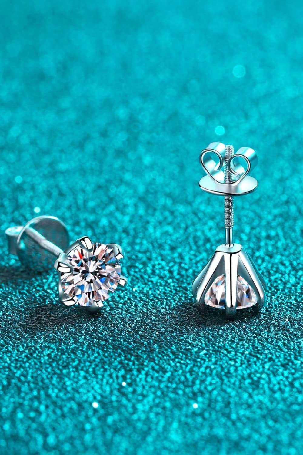 1 Carat Moissanite Rhodium-Plated Stud Earrings Carauana Store