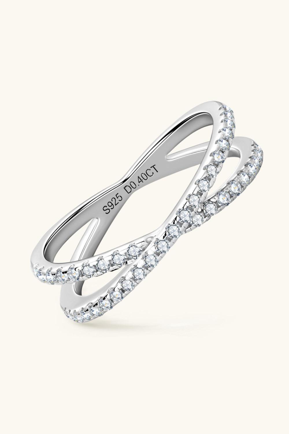Moissanite 925 Sterling Silver Crisscross Ring Carauana Store