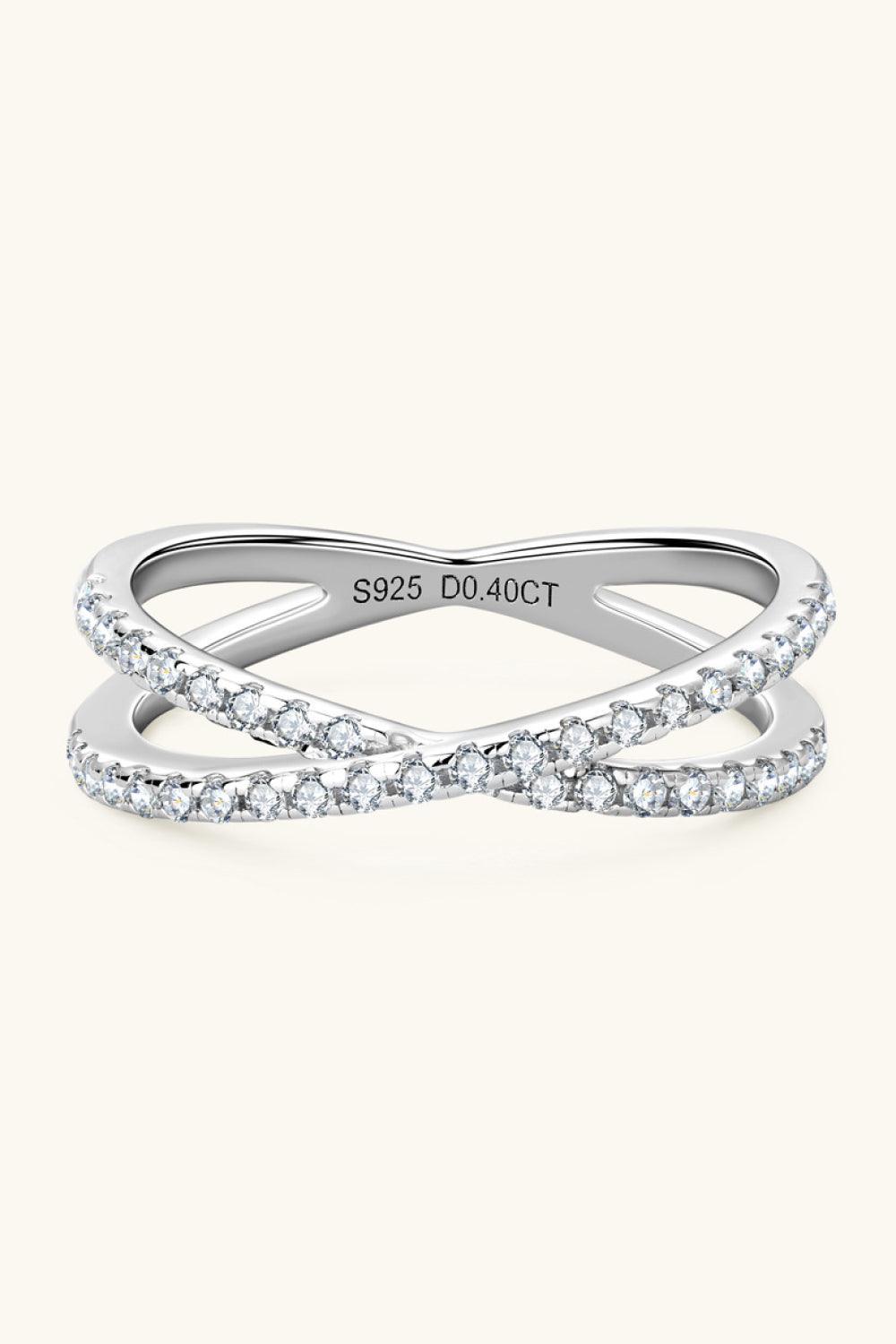 Moissanite 925 Sterling Silver Crisscross Ring Carauana Store