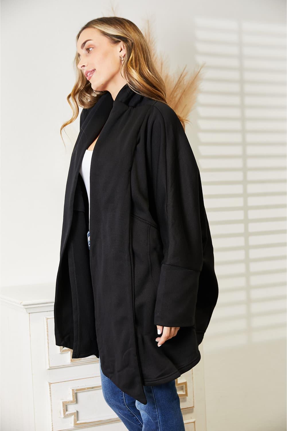 HEYSON Full Size Open Front Cardigan with Scarf Design Carauana Store