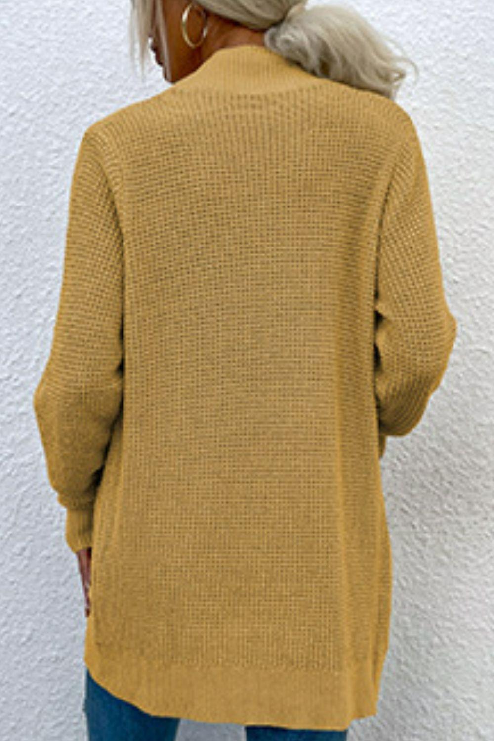 Open Front Rib-Knit Cardigan with Pockets Carauana Store