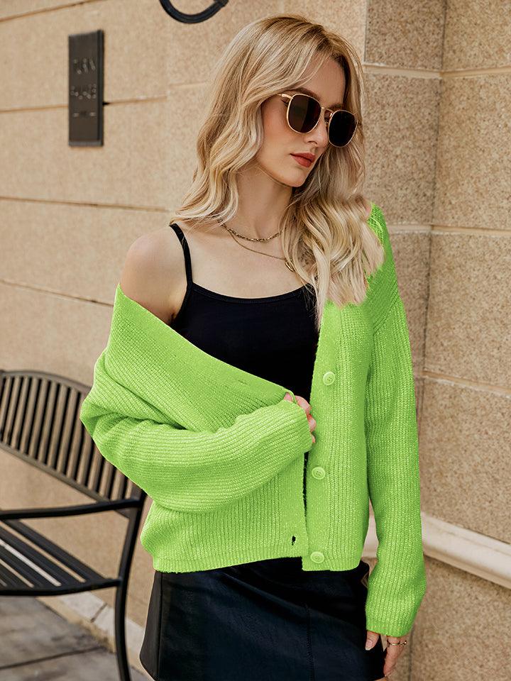 Dropped Shoulder Button Up Cardigan Carauana Store