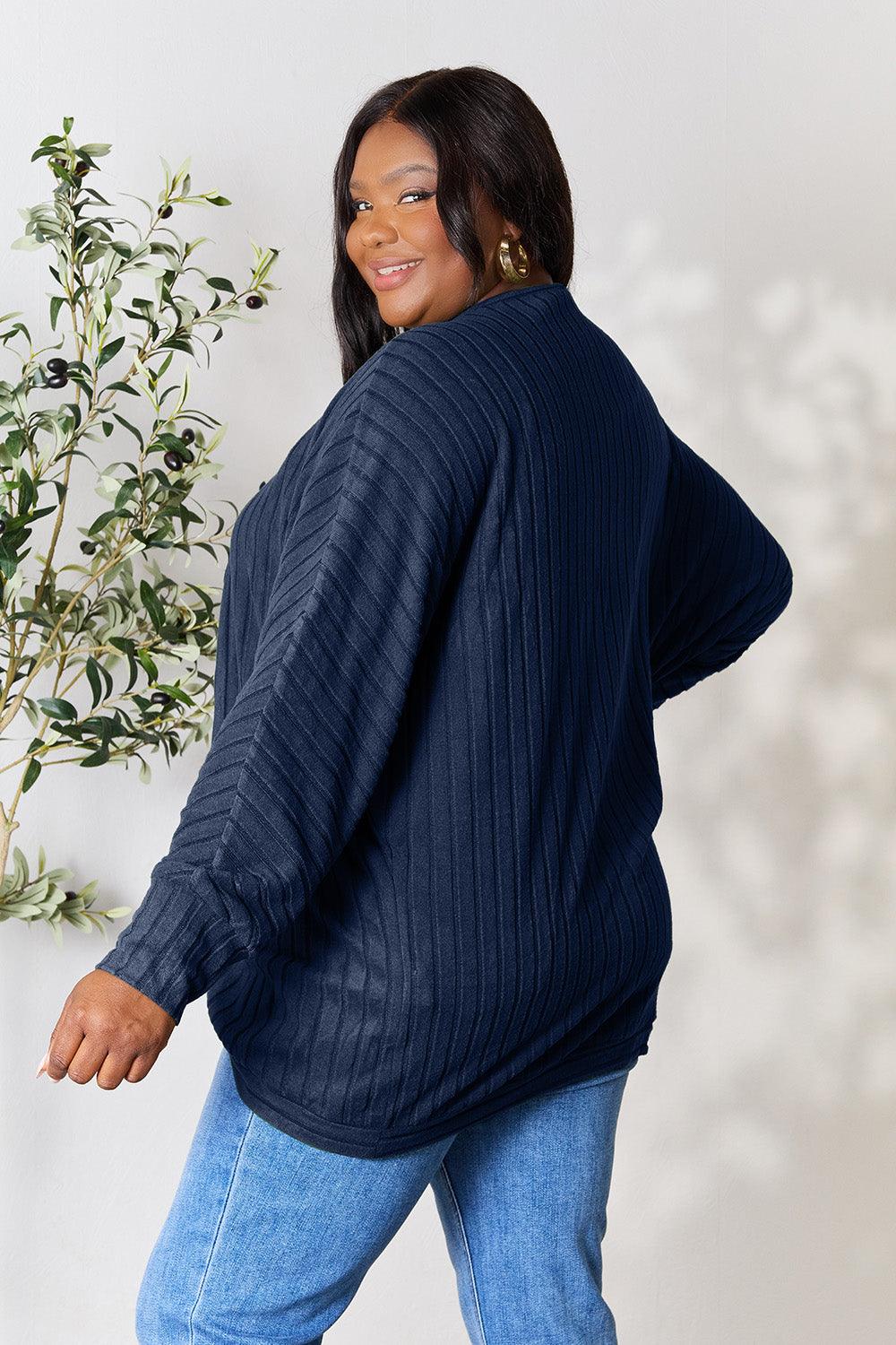 Basic Bae Full Size Ribbed Cocoon Cardigan Carauana Store
