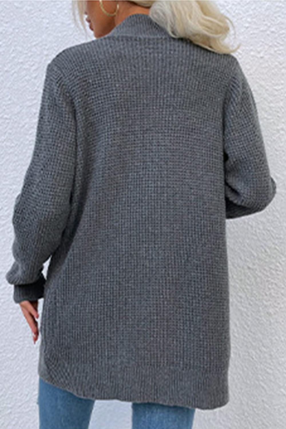 Open Front Rib-Knit Cardigan with Pockets Carauana Store