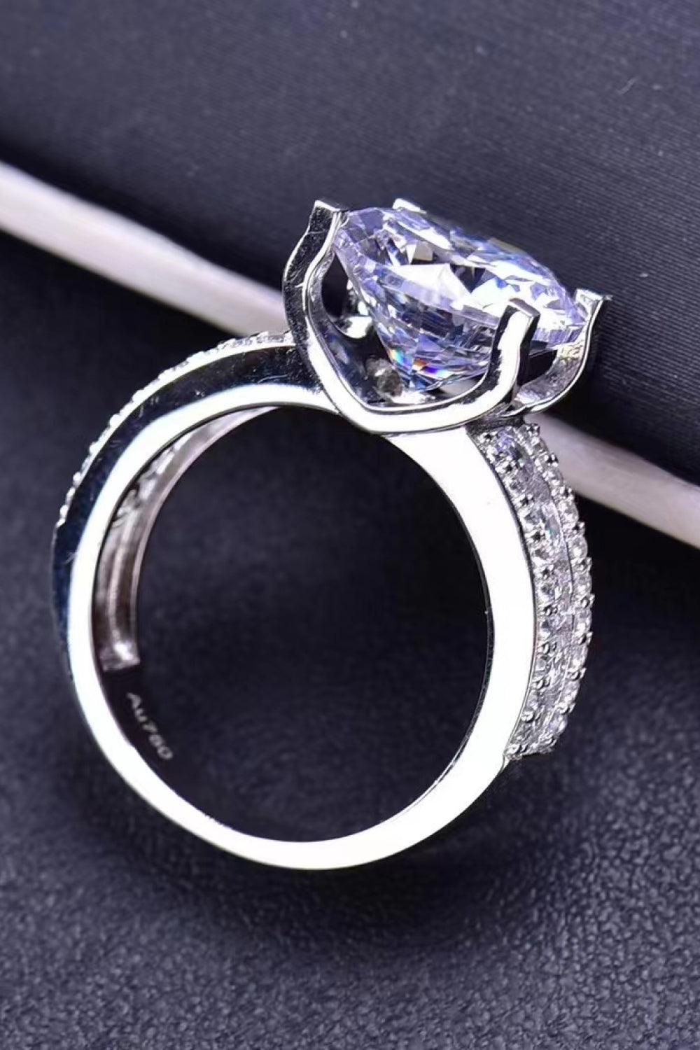 Platinum-Plated 5 Carat Moissanite Side Stone Ring Carauana Store