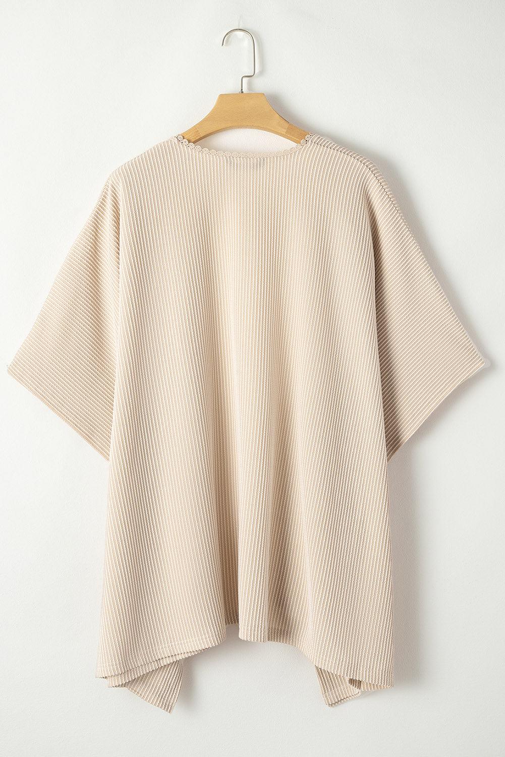 Lace Detail Open Front Half Sleeve Cover Up Carauana Store