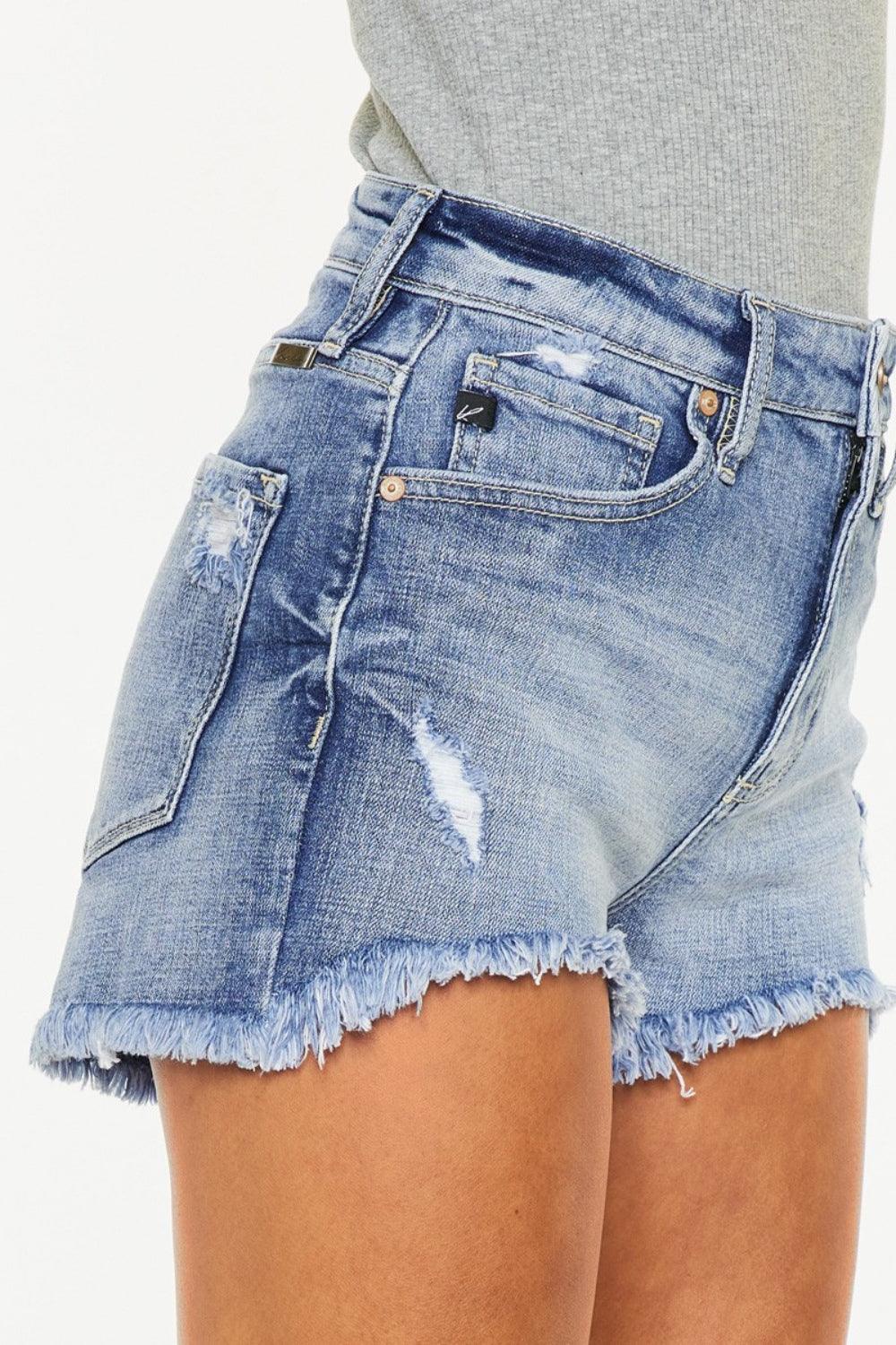 Kancan Distressed Raw Hem Denim Shorts Carauana Store