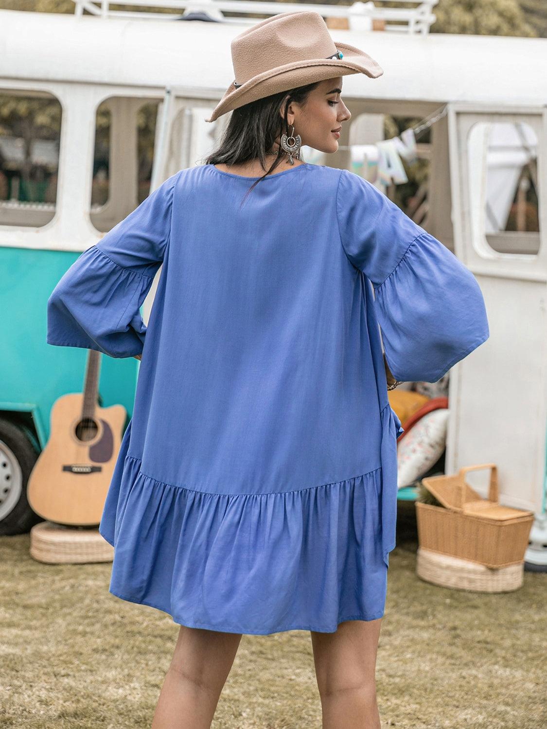 Lace Detail Tied Dropped Shoulder Cover Up Carauana Store