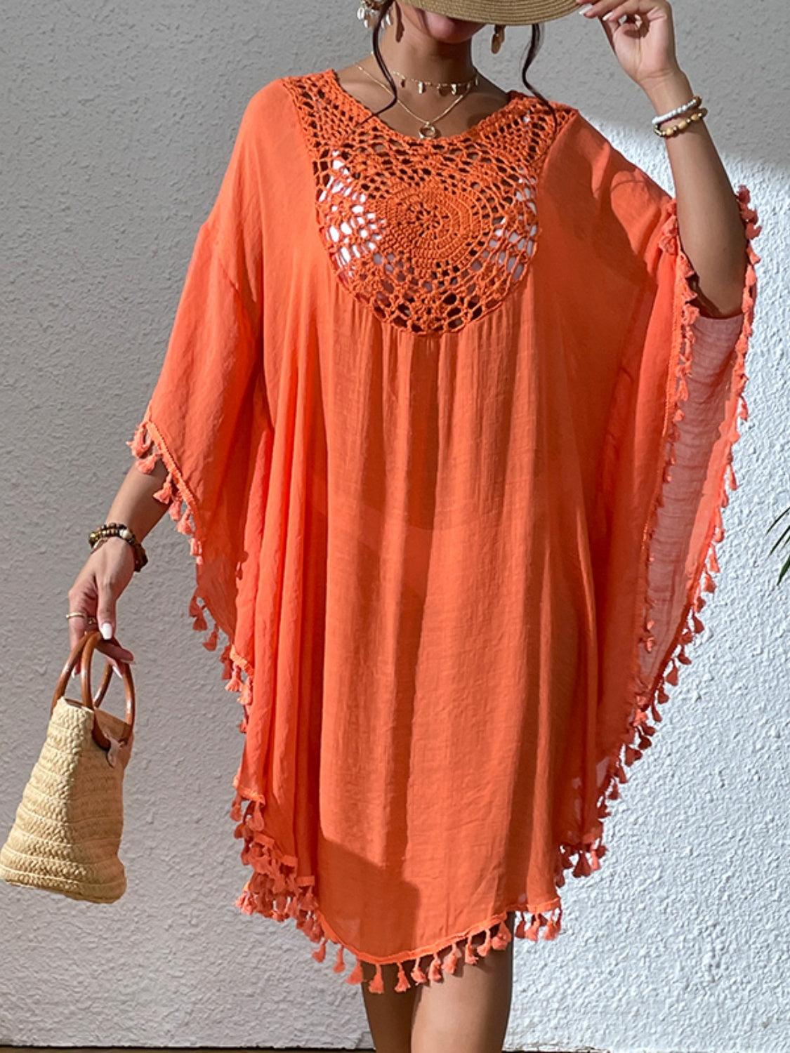 Tassel Cutout Scoop Neck Cover-Up Dress Carauana Store