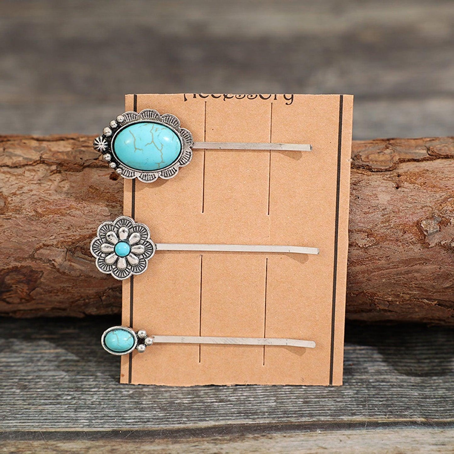 3 PCS/Set Artificial Turquoise Hair Pins Carauana Store