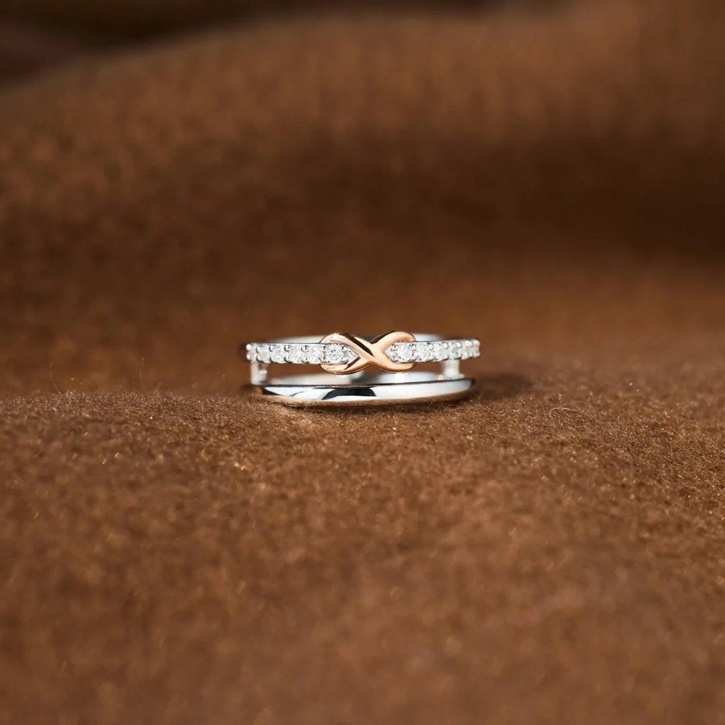 Double-Layered Zircon 925 Sterling Silver Ring Carauana Store
