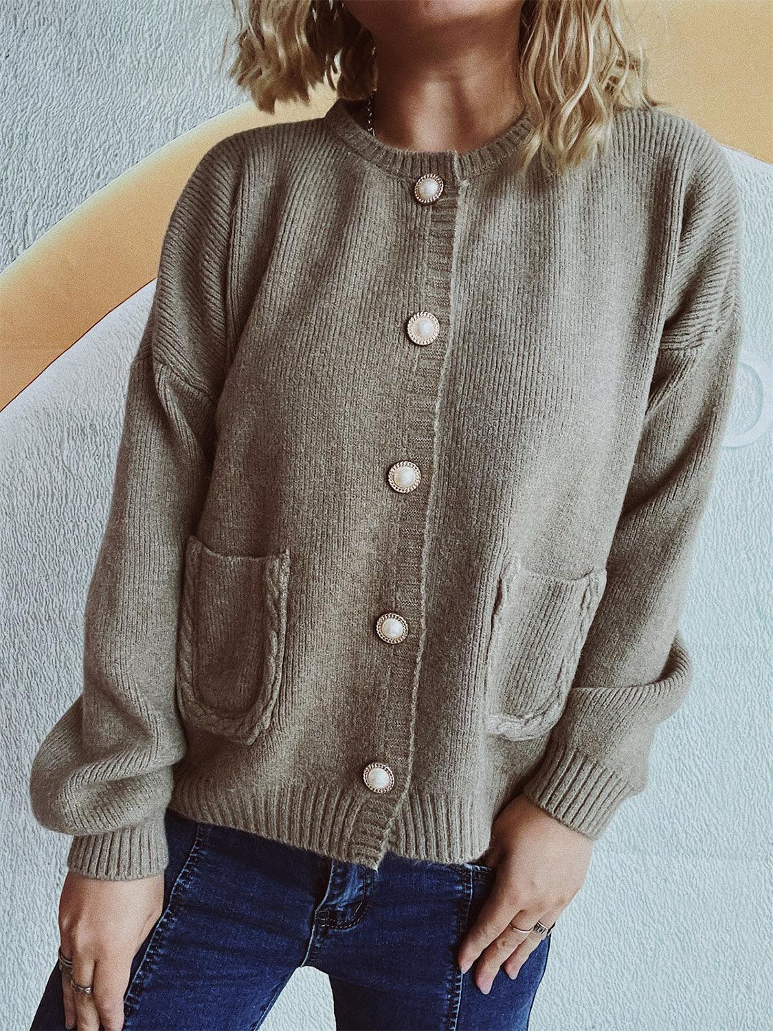 Button Up Long Sleeve Cardigan Carauana Store