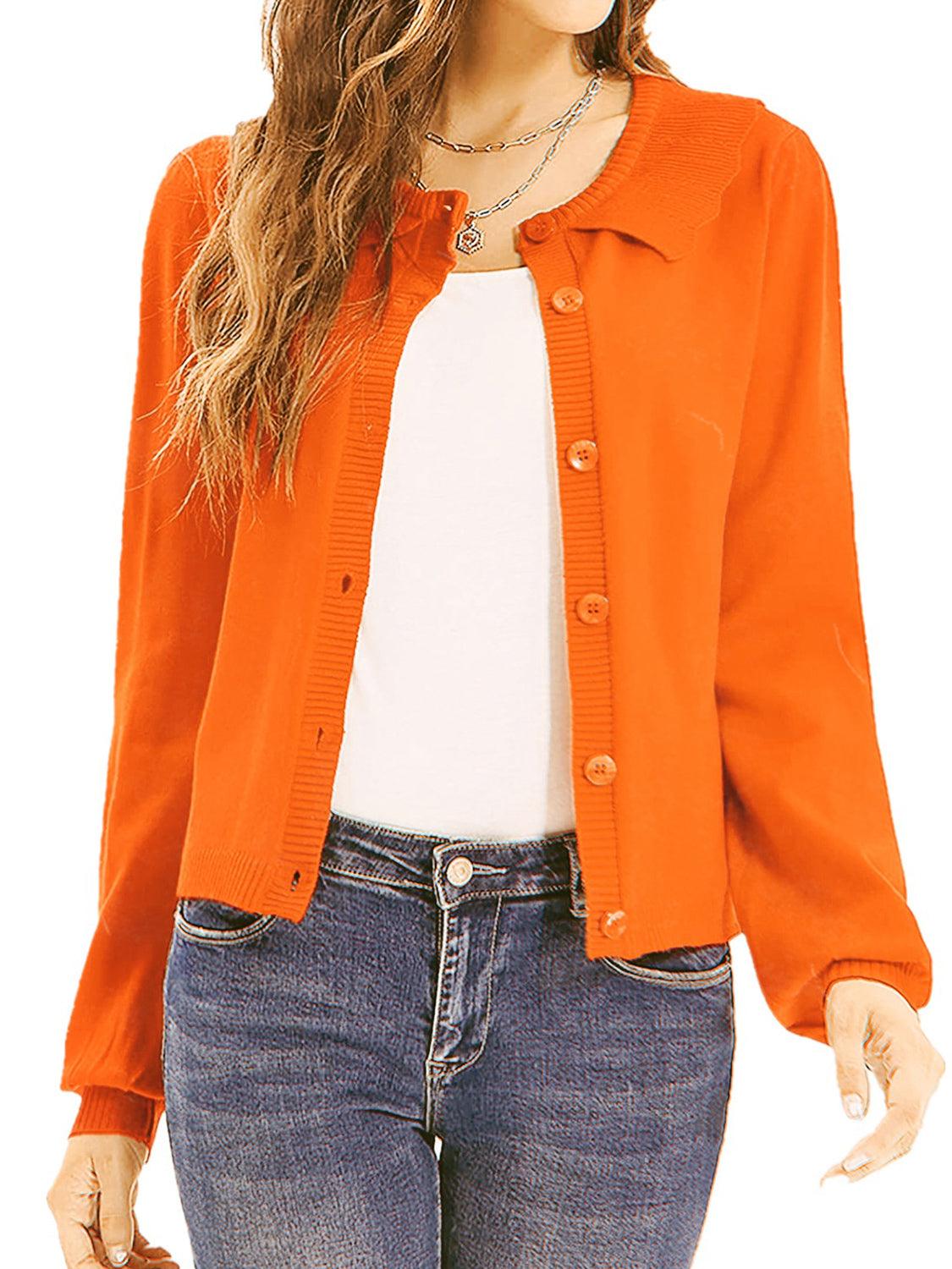 Collared Long Sleeve Button Down Cardigan Carauana Store