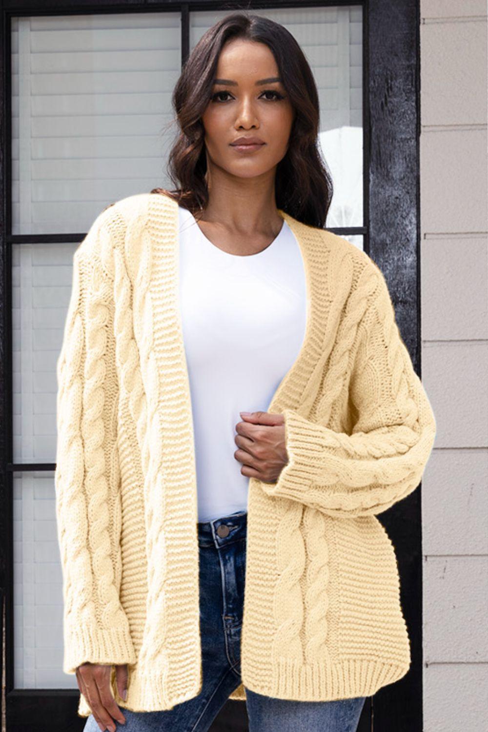 Open Front Cable-Knit Cardigan Carauana Store
