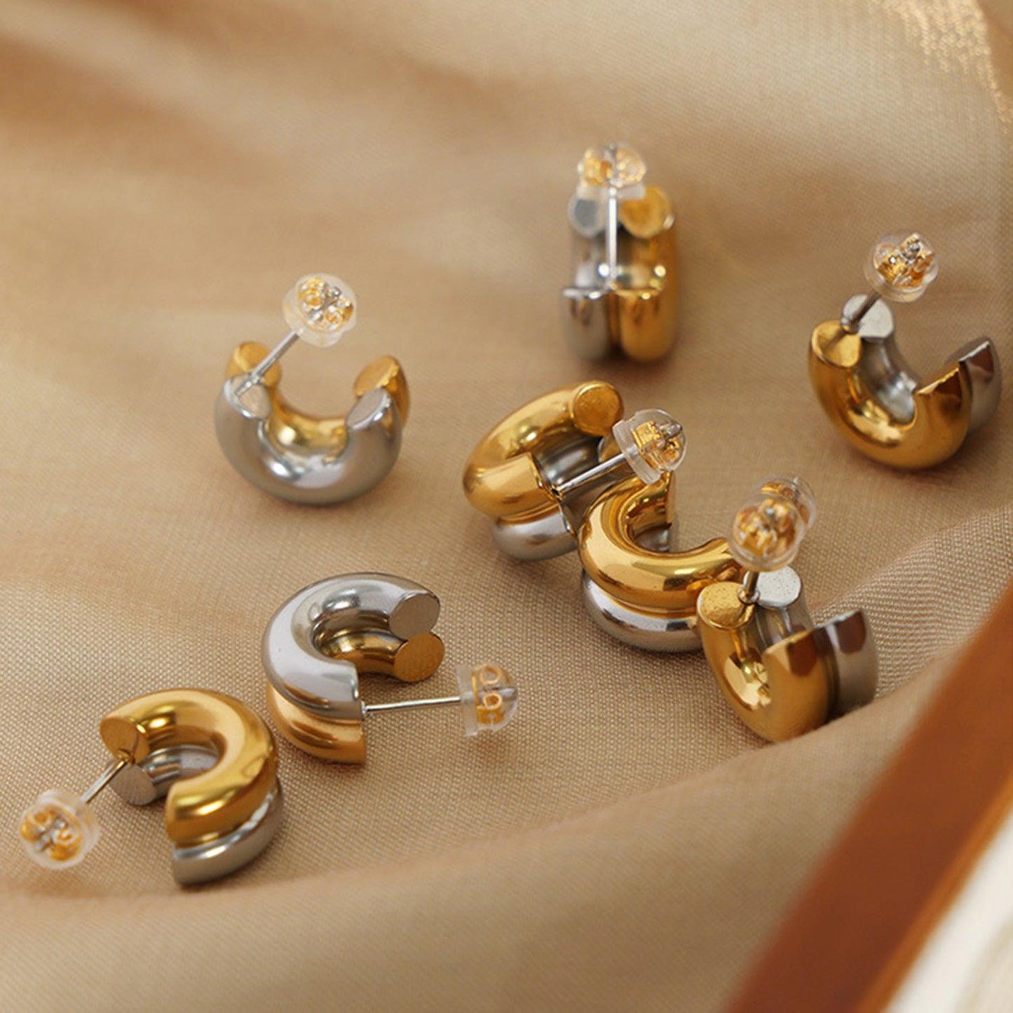 18K Gold-Plated C-Hoop Earrings Carauana Store
