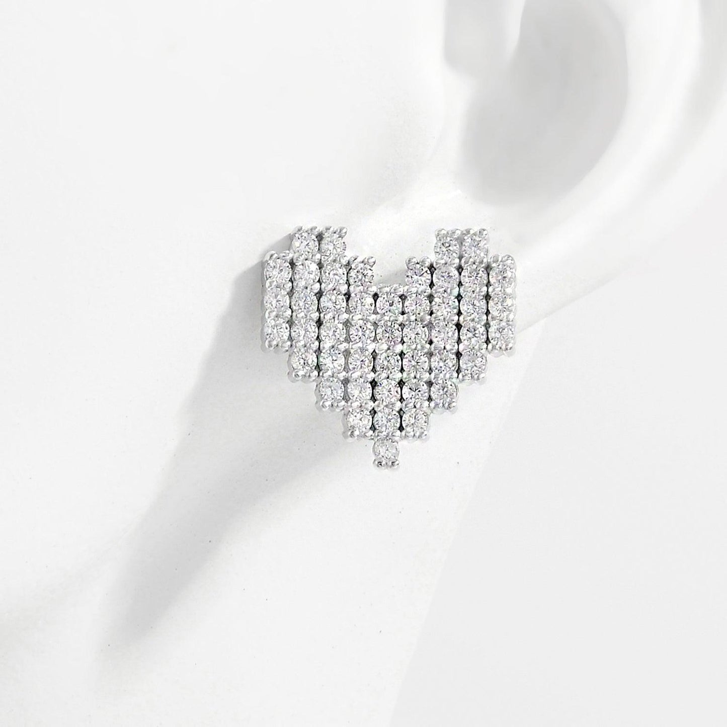925 Sterling Silver Inlaid Zircon Heart Stud Earrings Carauana Store