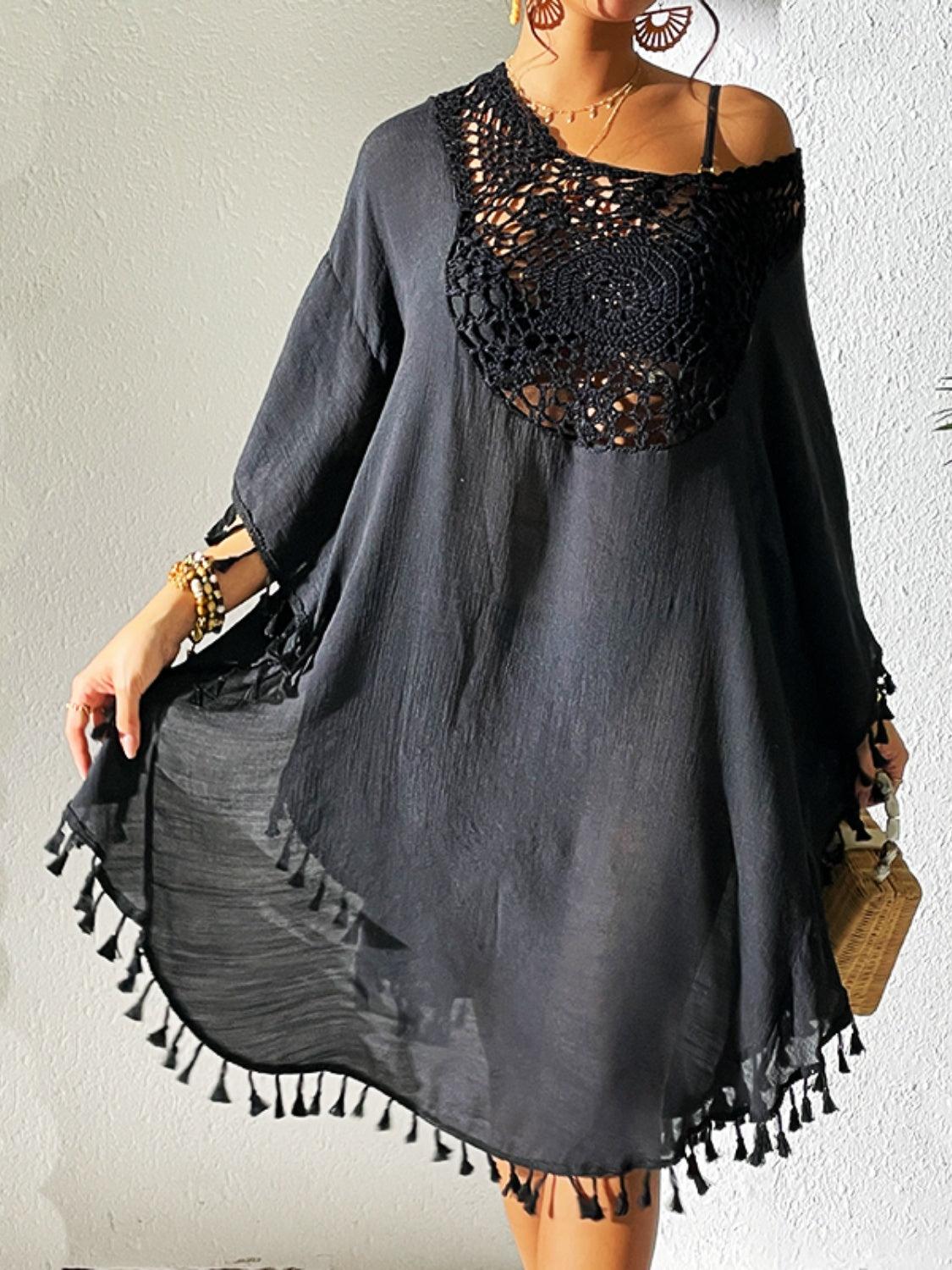Tassel Cutout Scoop Neck Cover-Up Dress Carauana Store
