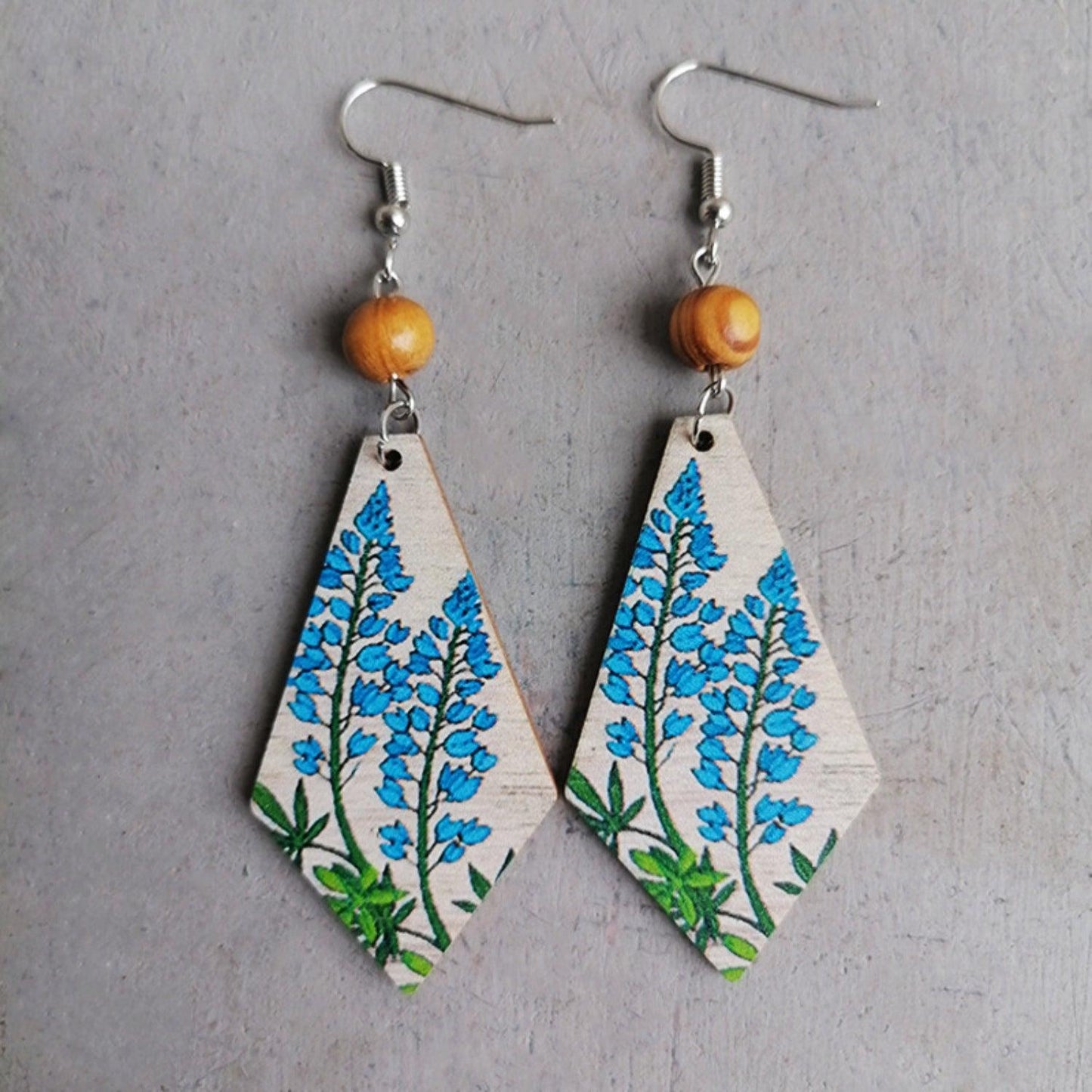 Floral Wooden Teardrop Earrings Carauana Store