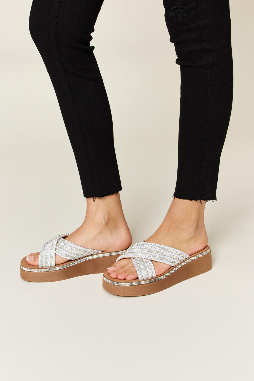 Forever Link Rhinestone Platform Wedge Sandals Carauana Store