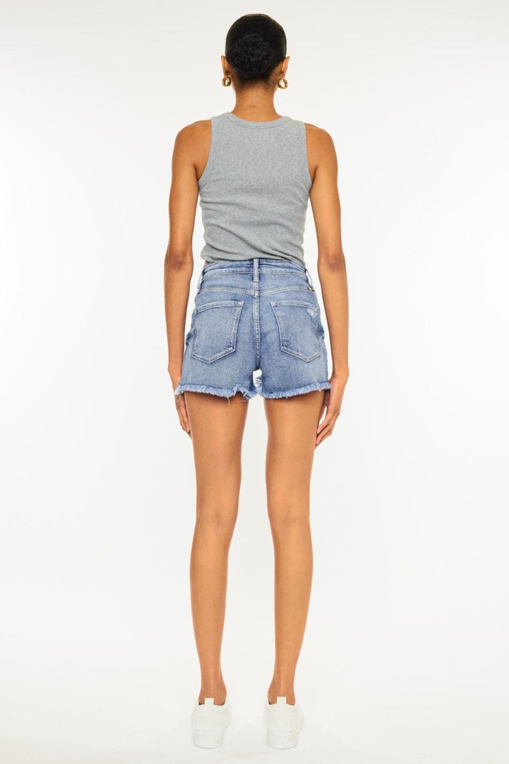 Kancan Distressed Raw Hem Denim Shorts Carauana Store