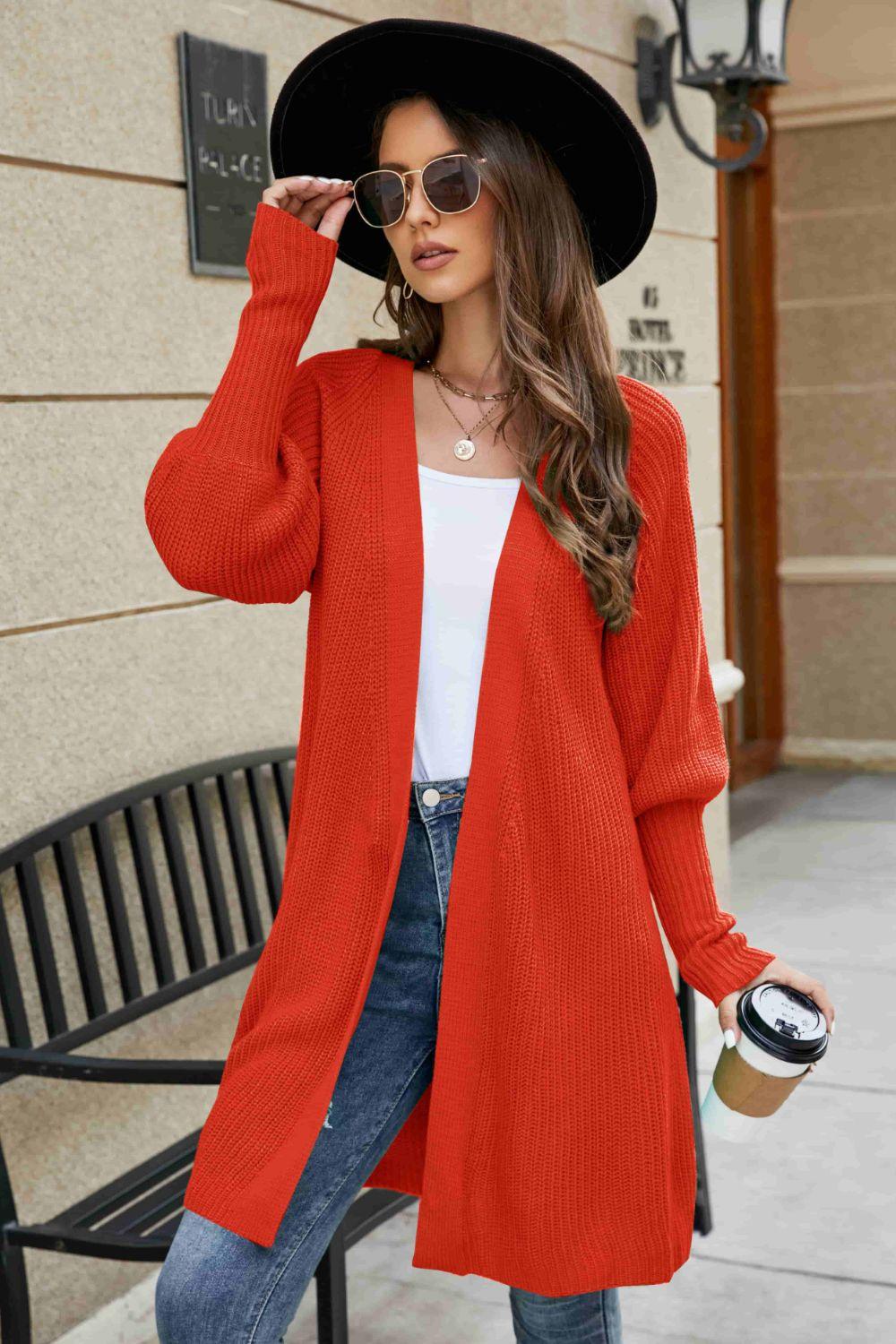 Open Front Lantern Sleeve Cardigan Carauana Store