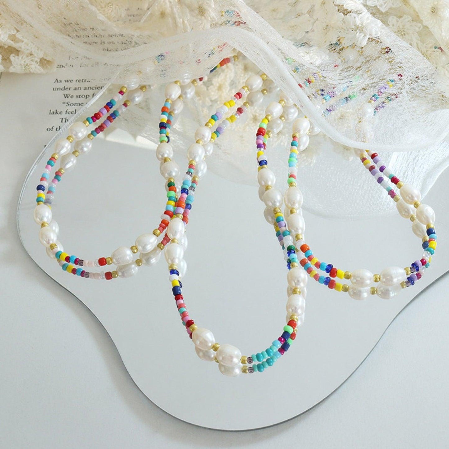 Freshwater Pearl Titanium Steel Bead Necklace Carauana Store