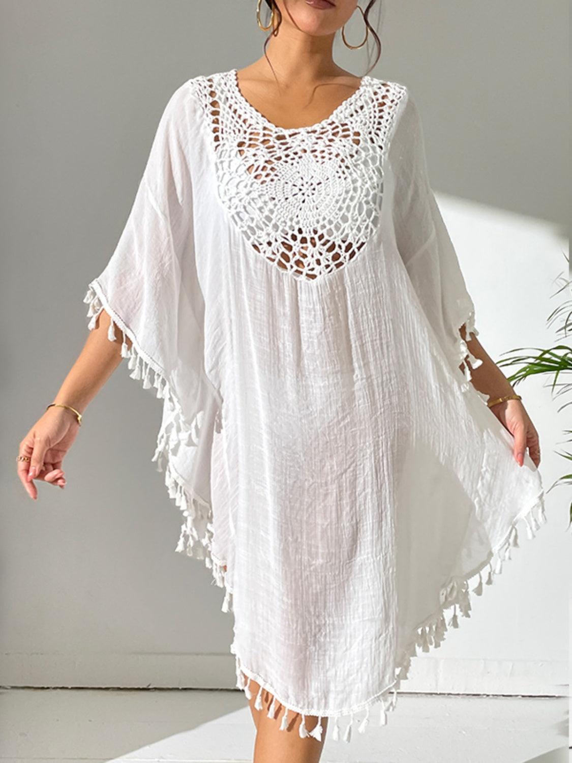 Tassel Cutout Scoop Neck Cover-Up Dress Carauana Store