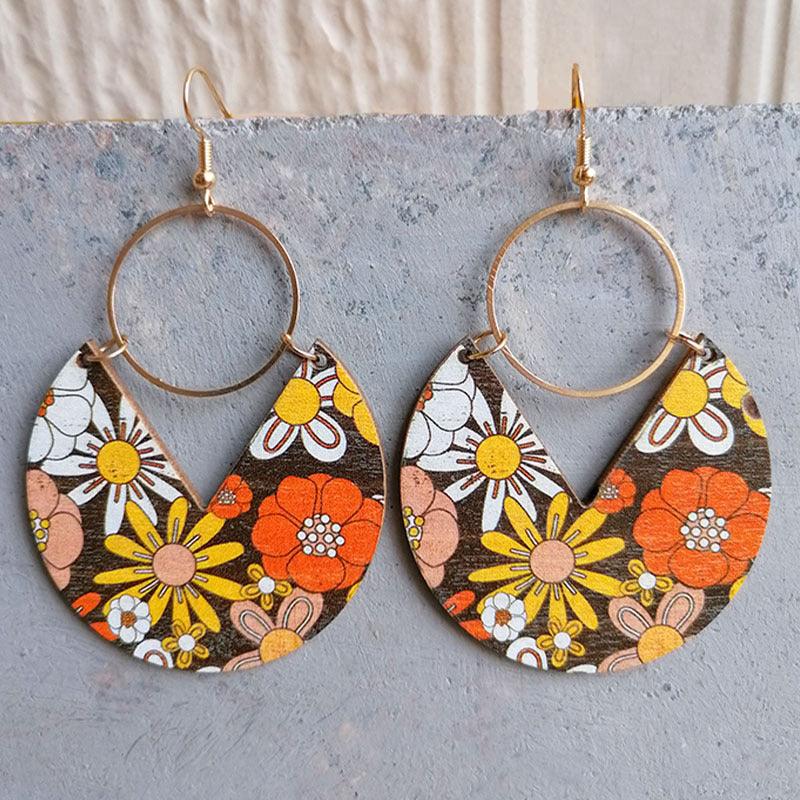 Ms.Pac-Man Shape Wooden Dangle Earrings Carauana Store