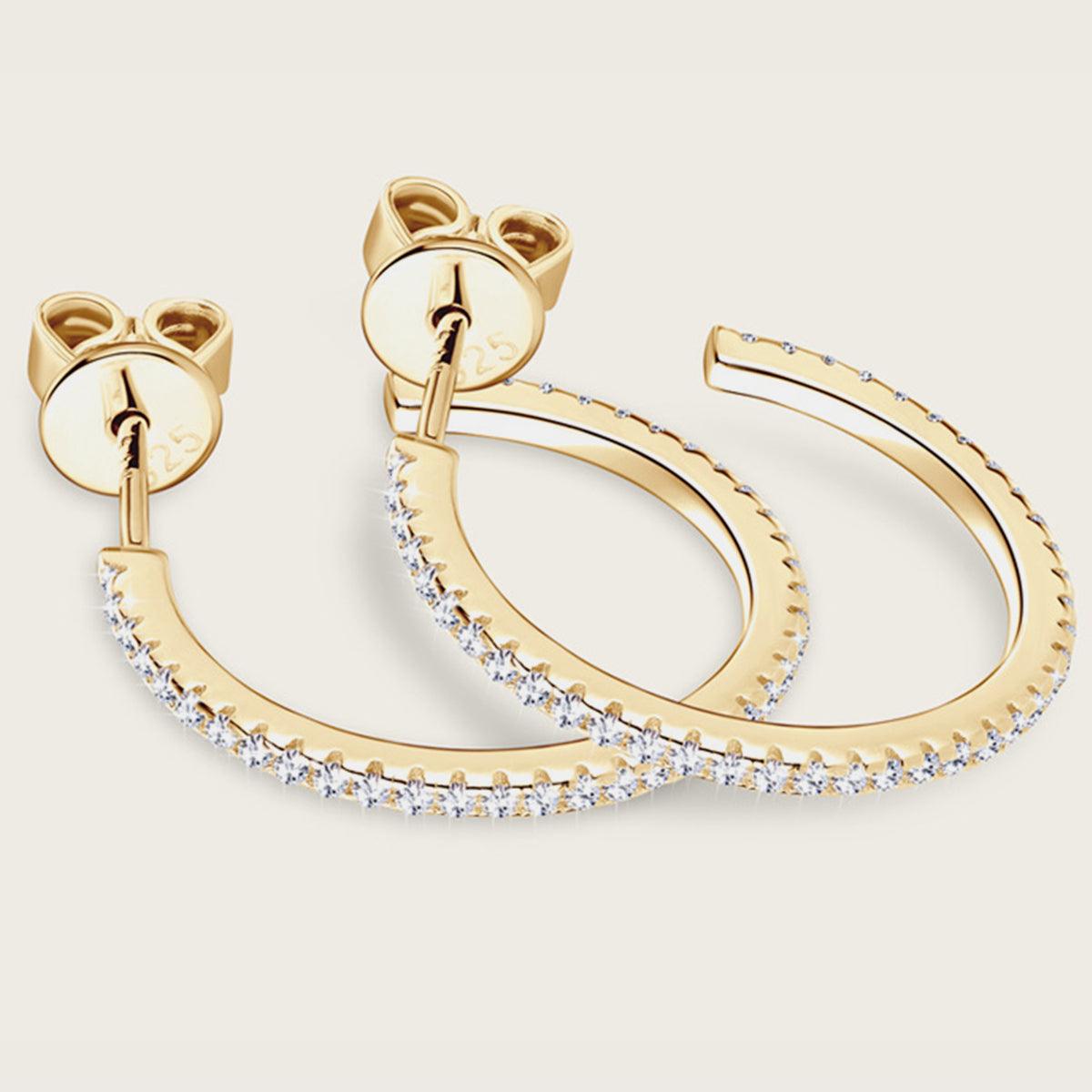 Inlaid Moissanite 925 Sterling Silver C-Hoop Earrings Carauana Store