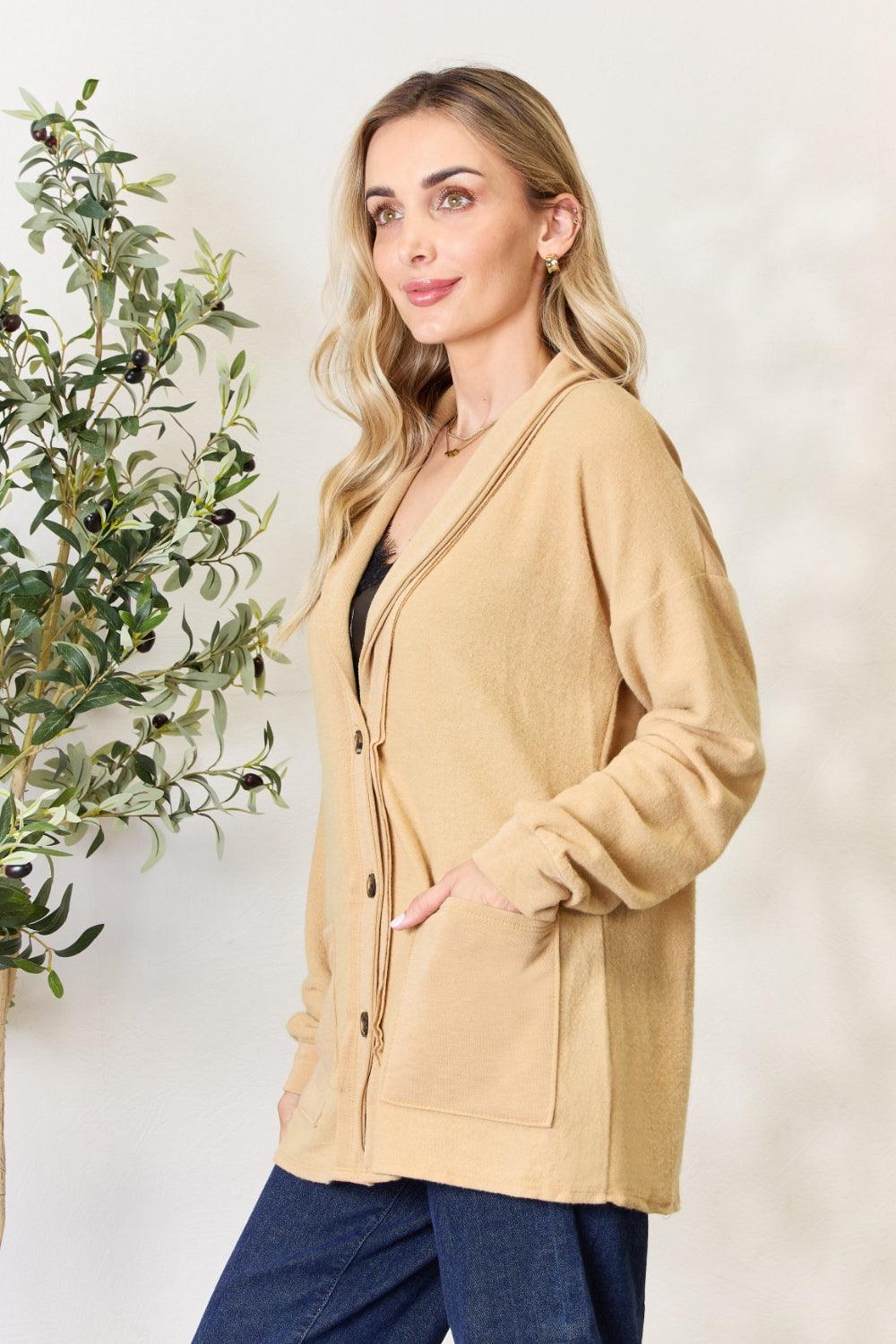 Heimish Full Size Button Up Long Sleeve Cardigan Carauana Store