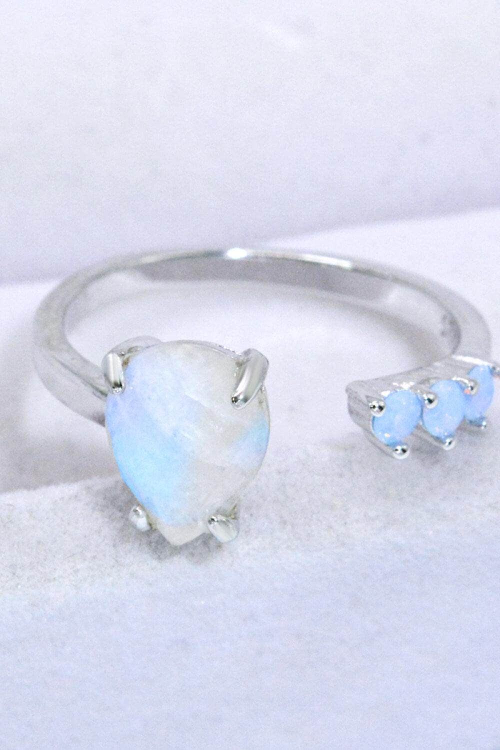 18K Rose Gold-Plated Moonstone Open Ring Carauana Store